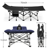 Fragess Portable Camping Cot, Sleeping Cot for Adult, 28" Extra Wide Heavy Duty Folding Cot Max Load 600LBS with Thick Mattress, Portable Camping Bed for Camp Outdoor/Office, Home Nap (Blue) Fragess