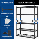 BILT HARD 3500 LBS 60" W x 18" D Garage Shelving, 72" H Heavy Duty Storage Shelves, Metal Wire Utility Shelving Units with Adjustable Shelf, Ideal for Garage, Black BILT HARD