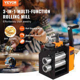 VEVOR Rolling Mill, 3"/76 mm Jewelry Rolling Mill Machine, 1: 2 Gear Ratio, 3-in-1 Multi-Function Rolling Mill, 0.1-7mm Press Thickness for Metal Jewelry Making Sheet Square Wire Semicircle Pattern VEVOR