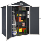 BTMWAY Resin 6x4 FT Outdoor Storage Shed with Floor Included,Small Plastic Shed with Window,Wood-Like Appearance,Water and UV Proof,Double Doors,Garden Tool Storage,Bike Shed,Backyard Shed (Black) BTMWAY