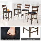 AMERLIFE Solid Wood 5-Piece Dining Table Set, Mid Century Modern Dining Set W/ 4 Chairs, Chairs with Curved Backrests & PU Cushioned, Space Saving, Black/Walnut AMERLIFE