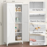 GREATMEET 65" Tall Kitchen Pantry Storage Cabinet, White Pantry Storage Cabinet, Farmhouse Metal Kitchen Cupboard with Doors for Garage, Dining Room, Living Room and Laundry GREATMEET