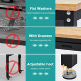 60 Inches Workbench, Rubber Wood Tabletop Work Table with 2 Drawers & Pegboard, 3000 LBS Heavy Duty Adjustable Height Work Bench with Power Outlets for Workshop, Office, Garage TROPOW