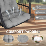 LEVELEVE Egg Chair with Stand,Patio Rattan Wicker Hanging Swing Egg Chair Hammock Chair for Bedroom Porch Garden,Thickened Aluminum Alloy Steel Frame and UV Resistant Cushion,350LBS Capacity LEVELEVE