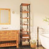 IBUYKE 6-Tier Tall Narrow Corner Bookcase for Small Space Storage in Rustic Brown IBUYKE