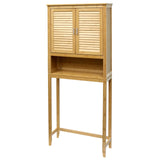 RoyalHouse Bamboo Over The Toilet Storage Cabinet with Bottom Shelf, Free Standing Storage Cabinet, Perfect Bathroom Space Saver with Double Door Organizer RoyalHouse