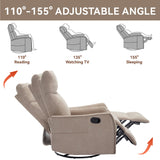 Massage Chair Recliner with Heat, Swivel Rocking Chair Recliner with High Back, Manual Lazy Boy Recliners for Adults,Small Recliner Chair for Small Spaces, Living Room Bedroom, Fabric (Khaki) Thctvous