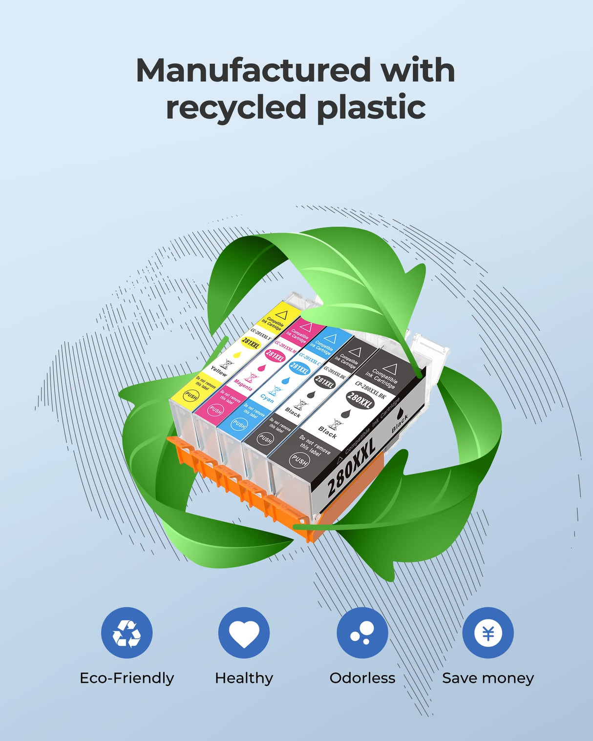 PGI-280XXL/CLI-281XXL Compatible Ink Cartridge Replacement for Canon Ink 280 and 281 Cartridge High Yield Use to PIXMA TR7520 TR8520 TR8500 TR8600 TR8620 TS6120 TS6220 TS9120 (5 Value Pack) DYEYOY