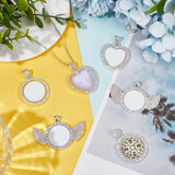 PH PandaHall 6 Sets Sublimation Rhinestone Tray Pendants, 3 Style Double Sided Pendant Blank Wing Heart Round Bezel Trays with Sublimation Blanks and Cabochons for Christmas Necklace Jewelry Making PH PandaHall