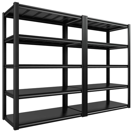 REIBII Garage Shelving 48.2" W Storage Shelves 3000LBS Heavy Duty Shelving Adjustable Metal Shelf Industrial 5 Tier Pantry Shelves for Basement Warehouse Supermarket 72.2"H x 24.2"D x 48.2"W, 2 Pack REIBII