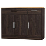 Shintenchi Modern Farmhouse Sideboard Buffet Cabinet,Barn Doors Buffet Cabinet with 2 Drawers & 3 Doors,Wood Coffee Bar Cabinet with Adjustable Shelf for Kitchen Living Room,Brown Shintenchi
