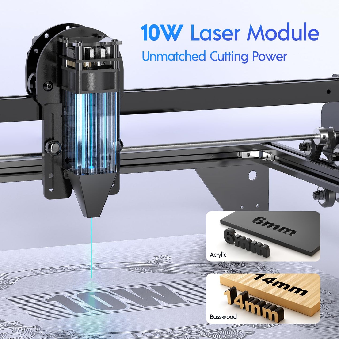 LGT Longer RAY5 Laser Engraver, 10W High-Precision Laser Engraver, Compressed Spot CNC, App Offline Control, DIY Engraving Tool for Metal/Glass/Wood, Engraving Area 15.7 "x15.7", Laser Class  - WoodArtSupply