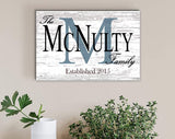 Family Name Sign PERSONALIZED Wedding Gift For Couple Established Monogram Custom Wall Decor EST. Date 16.5" X10.5" (Monogram With Established Date) Broad Bay