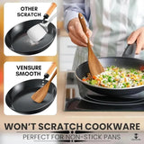 Vensure Wooden Spoons for Cooking 6-Piece, 12 Inch Wooden Spatula Spoon Set for Cooking, Non-Stick Wooden Cooking Utensils -Soft Comfort-Grip Wood Spoons for Cooking, Wooden Spoon with Handmade Design Vensure