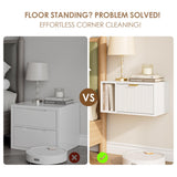 Masupu Floating Nightstand, Wall Mounted Floating Bedside Table with Storage Drawer and Open Shelf, Modern Bedroom Nightstand, 19.3" x 11.4" x 10", White Masupu