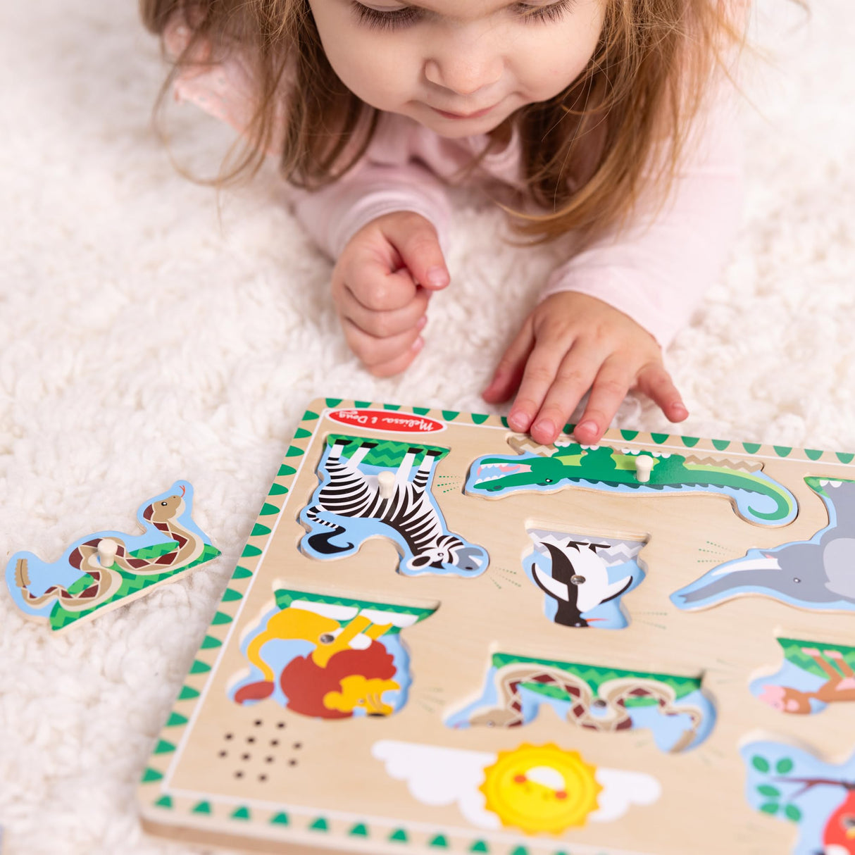 Melissa & Doug Zoo Animals Sound Puzzle - Wooden Peg Puzzle With Sound Effects (8 pcs) Melissa & Doug