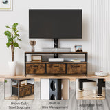 JUSTOGO TV Stand with Mount and Power Outlet, TV Stand with Drawers Storage for Living Room Bedroom, LED Entertainment Center for 45/55/60/65 inch TVs, Height Adjustable Media Console, Rustic JUSTOGO