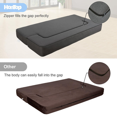 HonTop 8 Inch Folding Sofa Bed Couch Queen Memory Foam Convertible Futon Sleeper Chair Foam Bed for Bedroom Living Room Guest, Dark Grey HonTop