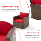 AECOJOY 7 Pieces Patio Furniture Set with Two Storage Boxes, Outdoor Wicker Sectional Sofa, All-Weather Rattan Conversation Set for Garden, Backyard, Red Cushion&Brown Rattan AECOJOY