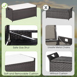 Tangkula 34 Gallon Outdoor Storage Bench with Seat Cushion, Patio Mix Brown Wicker Deck Box with Waterproof Liner and Side Handles, Outdoor Storage Bench for Cushions, Garden Tools, Pool Accessories Tangkula