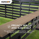 Sunjoy 11 x 11 ft. Hardtop Gazebo Cedar Wood Framed Hot Tub Gazebo with Steel and Polycarbonate Hardtop and bar Shelf, Matte Black by SummerCove SummerCove