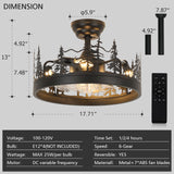 Farmhouse Rustic Ceiling Fan with Light and Remote, Black Chandelier Fan with Bear and Deer Design, Adjustable Height, Rustic Chandeliers for Living Room, Bedroom, Hallway, Entryway Lighting Merexcint