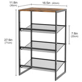 Garden 4 you 4 Tiers Narrow Shoe Rack,Small Space Freestanding Shoe Storage Organizer with Brown Wooden Tabletop,Adjustable Metal Shelf Stackable Shoe Shelf for Entryway Hallway Living Room Closet Garden 4 you