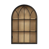 Kate and Laurel Megara Decorative Wooden Hanging Arched Wall Cabinet with Door for Open Storage; 16 x 6 x 24; Black and Natural Wood; Wooden Floating Wall Bathroom Cabinet for Above Toilet Storage Kate and Laurel