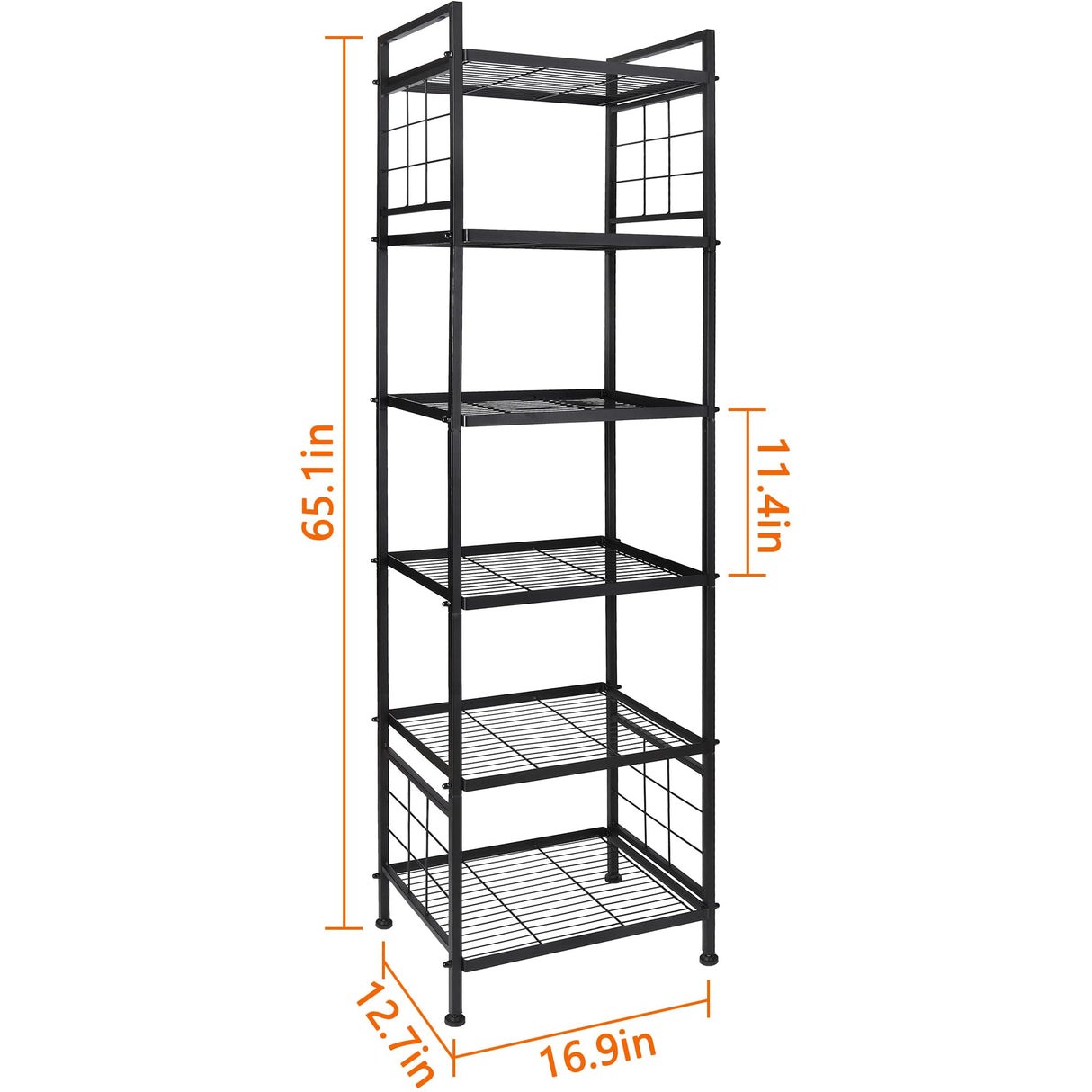 GIOTORENT 6-Wire Standing Storage Shelf, Metal Shelving Unit Pantry Rack for Laundry Kitchen Bathroom Organizer(Black) GIOTORENT
