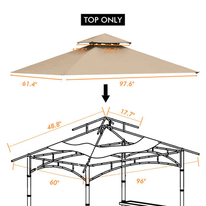 Tanxianzhe Grill Gazebo Replacement Canopy Top Cover 5×8 Double Tiered BBQ Roof ONLY FIT for Gazebo Model L-GG001PST-F (Beige)