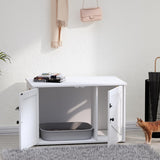 Timberer Cat Litter Box Enclosure, Litter Box Furniture Hidden with Removable Divider, Wooden Cat Washroom Furniture, Indoor Cat House, White Timberer