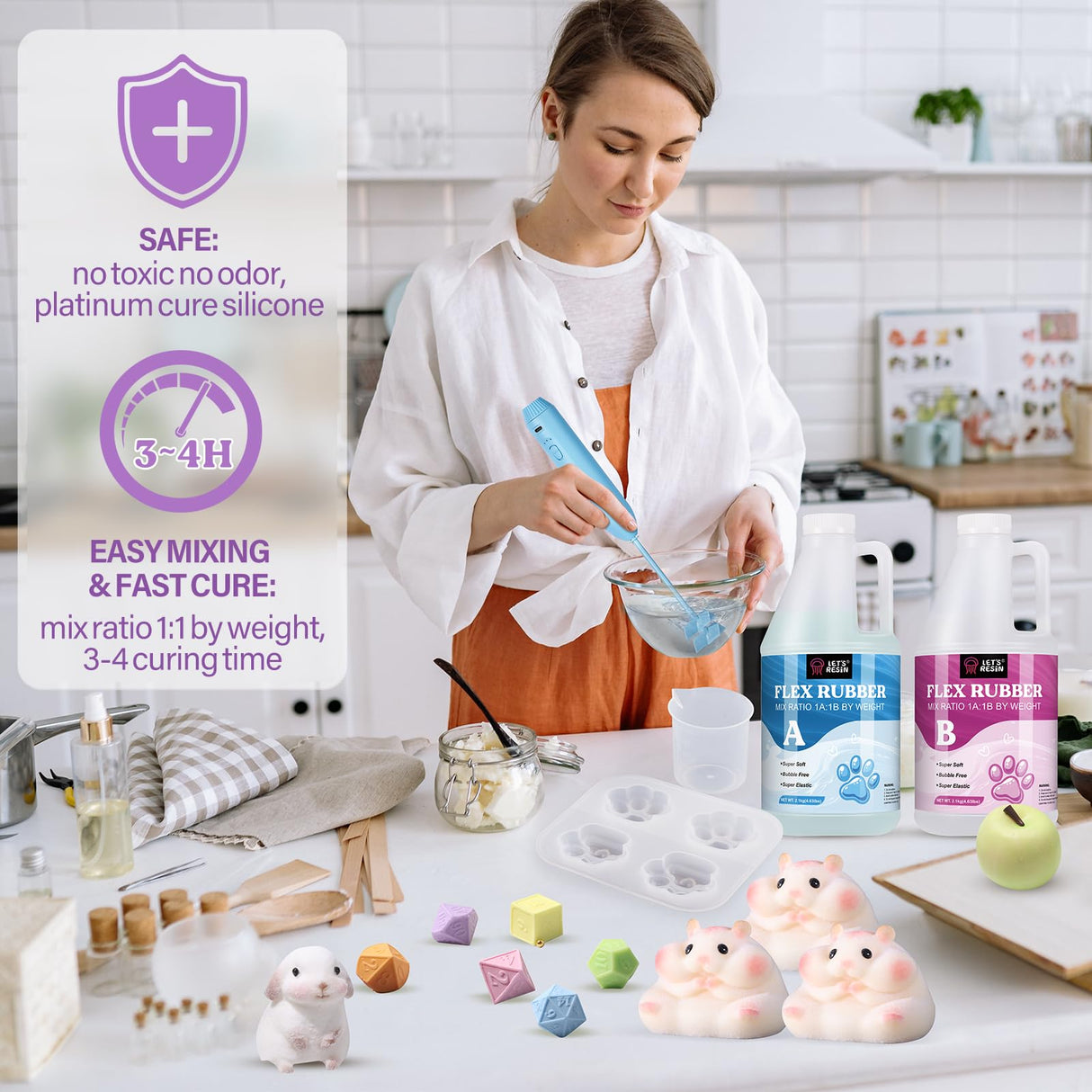 LET'S RESIN Liquid Silicone for Squishy Maker, 140oz Super Soft Flex Rubber for Taba Squishy, Molding Cat's Paw, DIY Decompression Gift LET'S RESIN