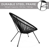 Best Choice Products 3-Piece Outdoor Acapulco All-Weather Patio Conversation Bistro Set w/Plastic Rope, Glass Top Table and 2 Chairs - Black Best Choice Products