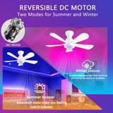 NKPU 36inch Ceiling Fans with Lights and Remote/App Control, Flush Mount Ceiling Fan with Reversible Dc Motor RGB Dimmable Light, Noiseless White Modern Small Ceiling Fan for Bedroom Indoor/Outdoor NKPU