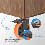 6 Inch Caster Wheels 3000 Lbs, Heavy Duty Casters Set of 4 with Brake, Safety Dual Plate Locking Industrial Casters, Silent Wheels for Cart with Polyurethane Foam (Two Hardware Kits Included) ENYKE
