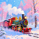 Anbys Christmas Steam Train Style Diamond Painting Kits for Adults Beginner DIY Full Drill Round Diamond Art Painting Kits for Home Decor (15.8 x 15.8 in) Anbys