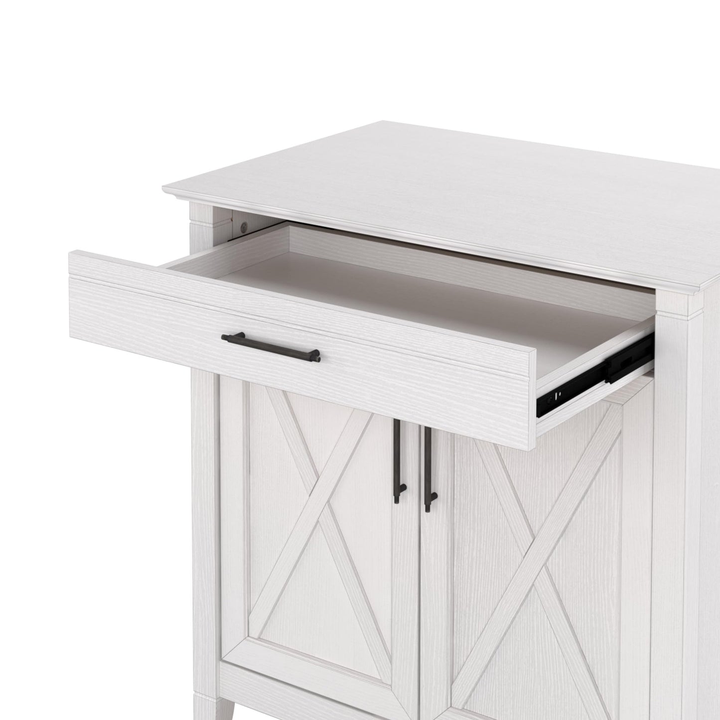 Bush Furniture Key West Secretary Desk | Accent Cabinet with Work Surface in Pure White Oak | 30W x 20D Hidden Writing Table and Storage for Small Spaces - WoodArtSupply