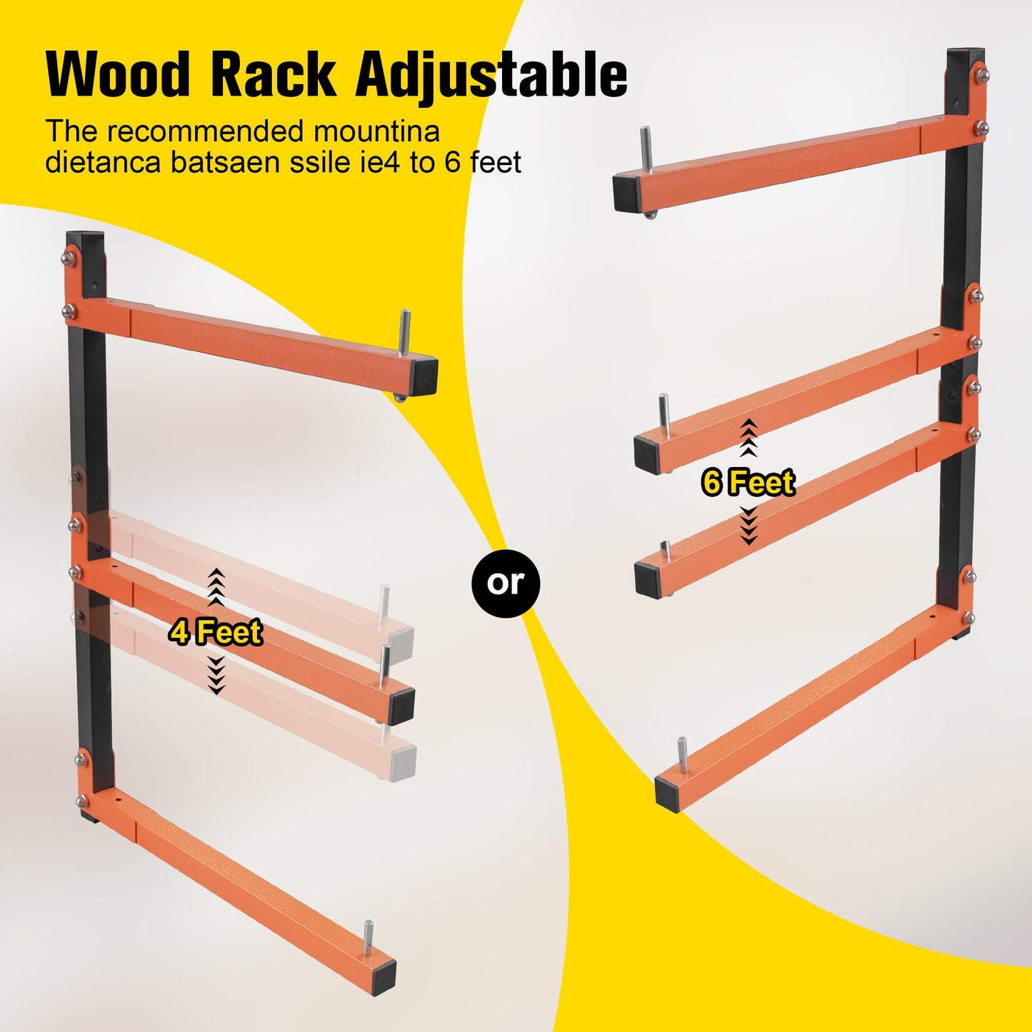 Dtructiew Lumber Storage Rack Wall Mount,Wood Storage Rack with Longer & Adjustable Arms,4 Packs 720 LB Wood Organizer Heavy Duty Garage Lumber Utility Racks with Additional 2 Short Bars - WoodArtSupply