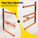 Dtructiew Lumber Storage Rack Wall Mount,Wood Storage Rack with Longer & Adjustable Arms,4 Packs 720 LB Wood Organizer Heavy Duty Garage Lumber Utility Racks with Additional 2 Short Bars Dtructiew