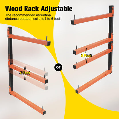 Dtructiew Lumber Storage Rack Wall Mount,Wood Storage Rack with Longer & Adjustable Arms,4 Packs 720 LB Wood Organizer Heavy Duty Garage Lumber Utility Racks with Additional 2 Short Bars - WoodArtSupply