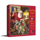 SUNSOUT INC - Quilting Santa - 1000 pc Jigsaw Puzzle by Artist: Tom Newsom - Finished Size 20" x 27" Christmas - MPN# 23328 SunsOut