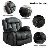 CANMOV Massage Swivel Rocker Recliner Chair with Heat and Vibration, 360 Degree Swivel Manual Recliners Antiskid Fabric Single Sofa Heavy Duty Reclining Chair for Living Room, Grey Green CANMOV