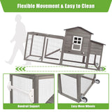 Ketive Wooden Chicken Coop Cage Outdoor Indoor Hen House with Nesting Box, Waterproof Roof, Removable Tray for Poultry Pets Enclosure Garden Backyard (Grey) ketive