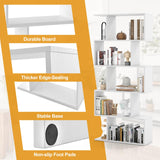 Tangkula 5-Tier Geometric Bookshelf, S Shaped Bookcase w/Anti-Toppling Device, Freestanding Room Divider, Industrial Home Office Decor Wood Open Storage Display Shelf for Living Room (1, White) Tangkula