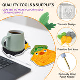 PUNICA Punch Needle Kit for Beginners, Kids & Adults Coaster Set of 6, Easy DIY Embroidery Set Starter Craft Gift with Cute Cartoon Decoration PUNICA