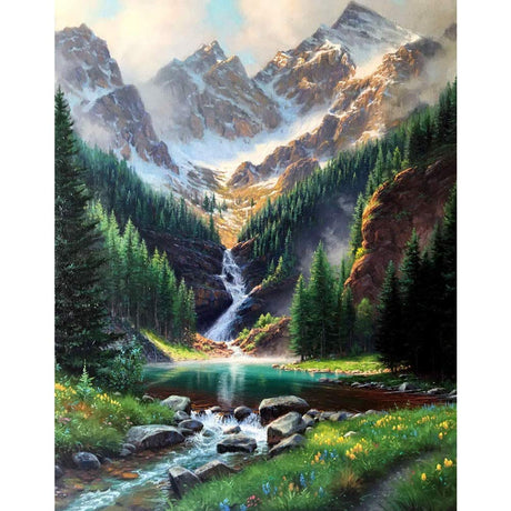 Paint by Number Mountains waterfall DIY Painting On Canvas, Paintwork with Paintbrushes Acrylic Paints,Perfect for Paint by Numbers for Adults and Kids Students Beginner, for Home Wall Decor16x20 Inch eniref