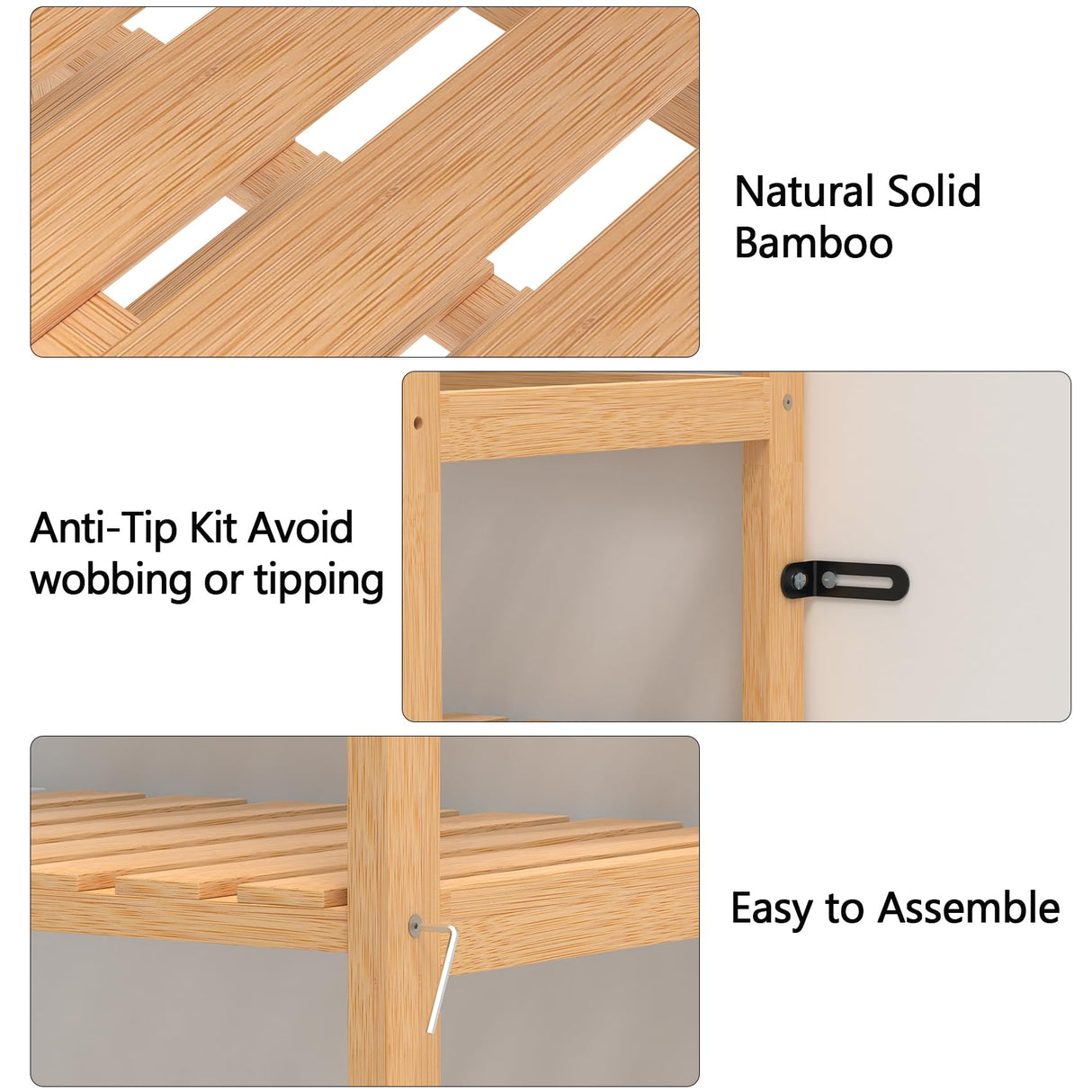 VASMIA Bookshelf,6 Tier Bamboo Adjustable Bookshelves,Tall Bookcase Shelf Storage Organizer,Free Standing Storage Shelving Unit for Living Room,Bedroom,Bathrrom and Home Office,Natural VASMIA