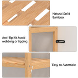 VASMIA Bookshelf,6 Tier Bamboo Adjustable Bookshelves,Tall Bookcase Shelf Storage Organizer,Free Standing Storage Shelving Unit for Living Room,Bedroom,Bathrrom and Home Office,Natural VASMIA