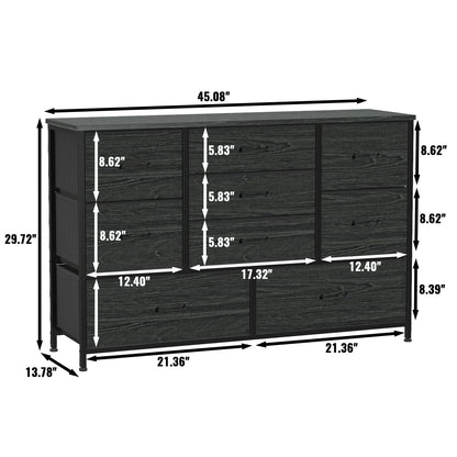 Furnulem Wide Dresser with 9 Large Drawers for 55'' Long TV Stand Entertainment Center,Wood Shelf Storage for Bedroom,Living Room,Closet,Entryway,Sturdy Metal Frame(Black Oak - WoodArtSupply