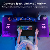 GTRACING 55 Inch Gaming Desk, Computer Gamer Desk with Monitor Stand, Ergonomic Carbon Fiber Surface Gaming Table with Power Outlet and Mouse Pad for Home Office, Colorful GTRACING